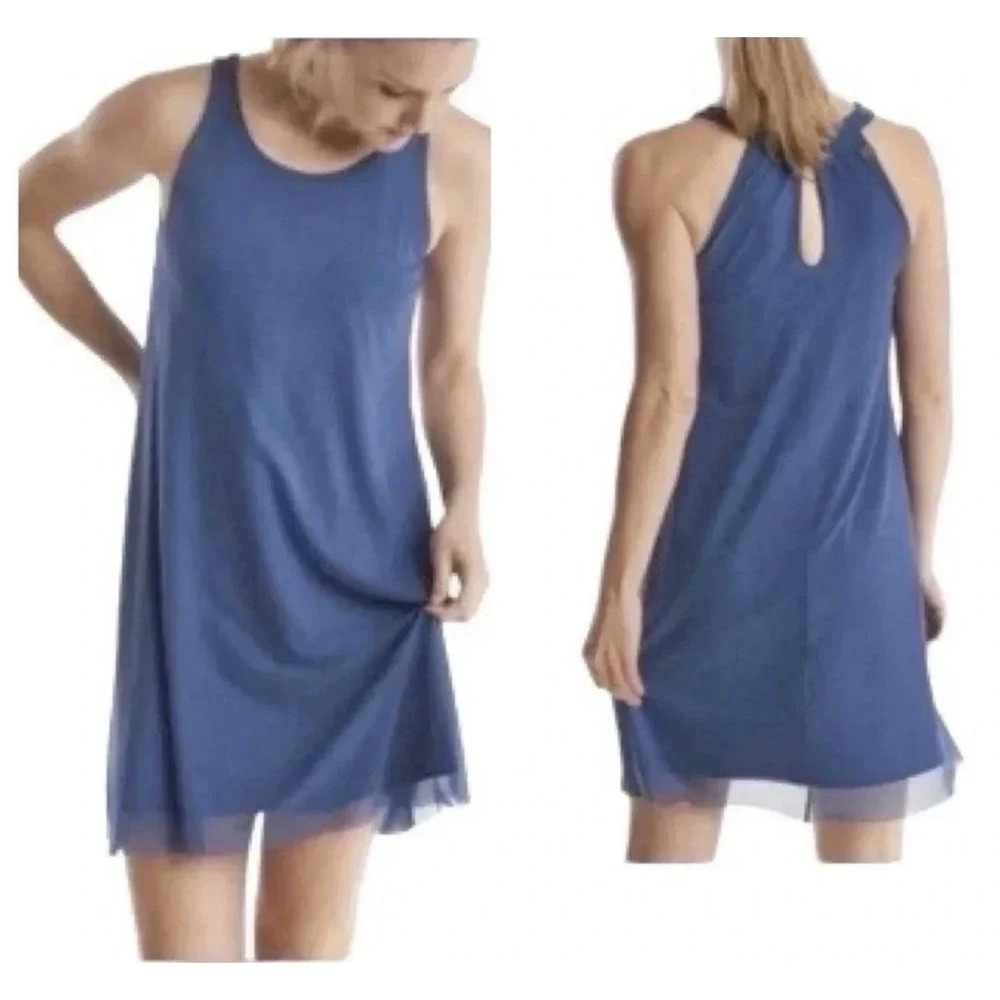 Oiselle Sz‎ 10 Blue Mio Mesh Mini Dress Sleeveless Athletic Comfort Lightweight